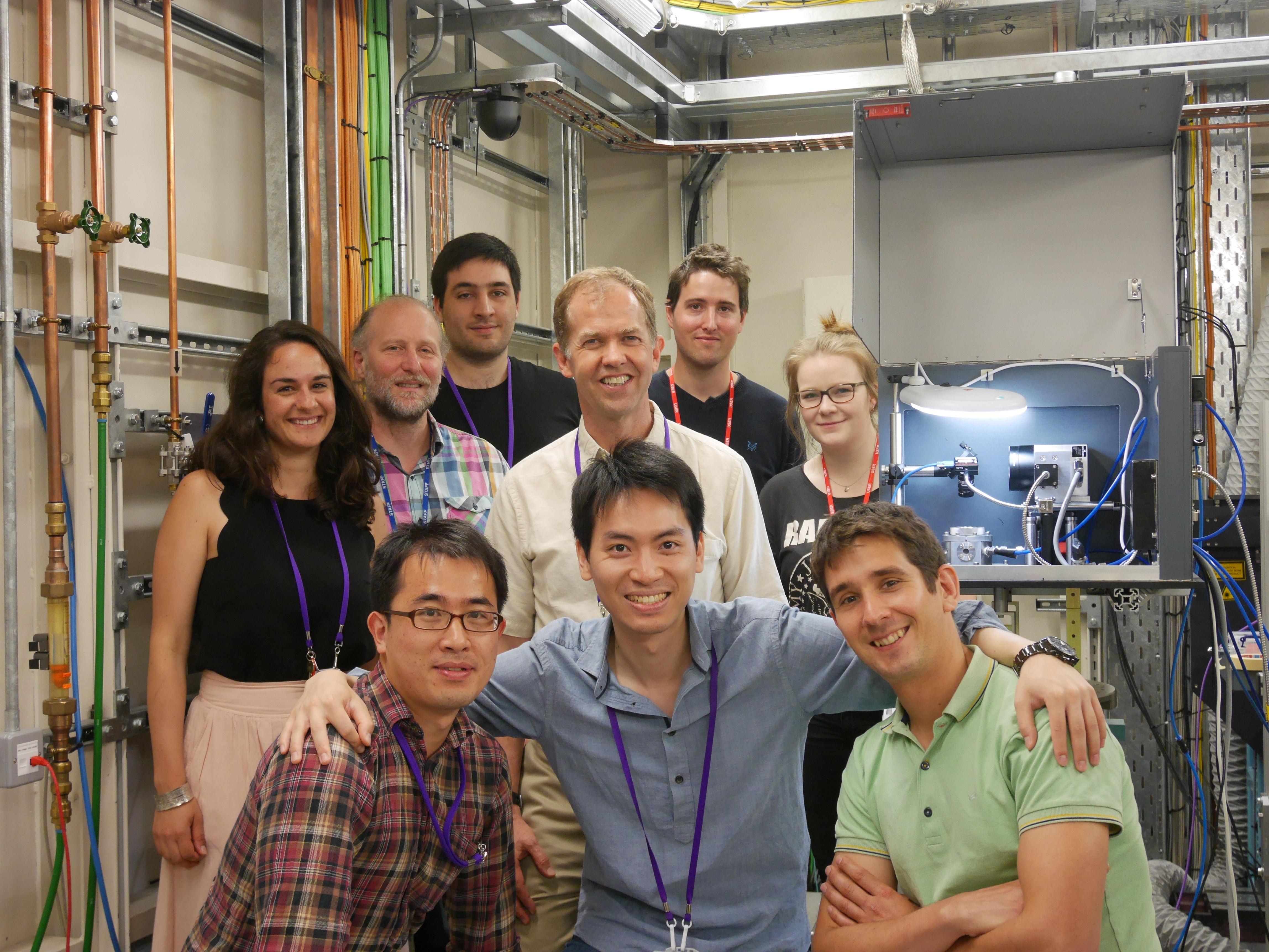Prof Lee’s team on beamline I12 together with the Laser Additive Manufacturing Process Replicator (LAMPR). Using the LAMPR  and Diamond Light Source, we can see inside the additive manufacturing process allowing us to understand the physics occurring and optimize the conditions. Front row: Enyu Guo (PDRA, UoM), Alex Leung (PDRA, UoM), Sebastian Marussi (Technician, UoM)) Second row (Anne-Laure Fauchille, UoM), Robert Atwood (Senior Beamline Support Scientist, DLS), Peter D. Lee (Prof., UoM), Lorna Sinclair (PhD Std, UoM) Back Row: Alexis Drakopoulos (summer student), Sam Macdonald  (PDRA, Sheffield).
