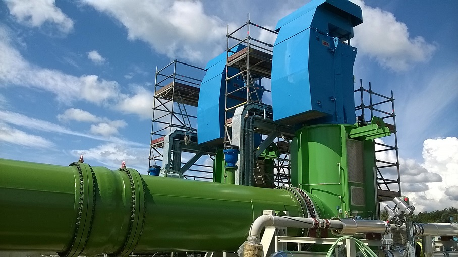 The CWP pump at Bouchain power plant as a complete project. The plant can ramp up its output from zero to full power in only 30 minutes.